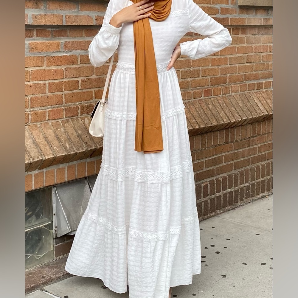 Urban Modesty White Lace Long Sleeve Maxi Gown